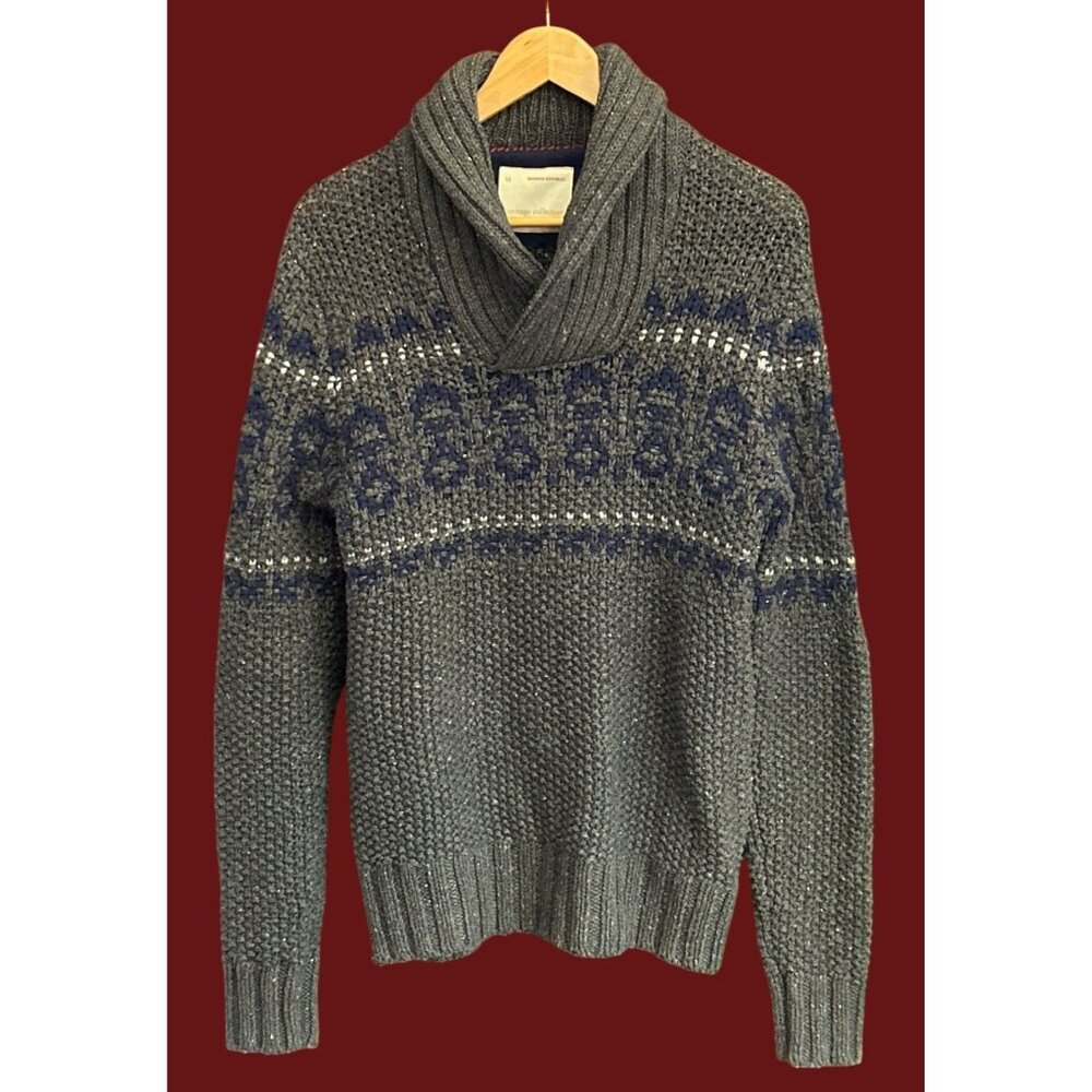 Banana Republic Heritage Shawl Collar Chunky Knit Nordic Alpine Winter Sweater